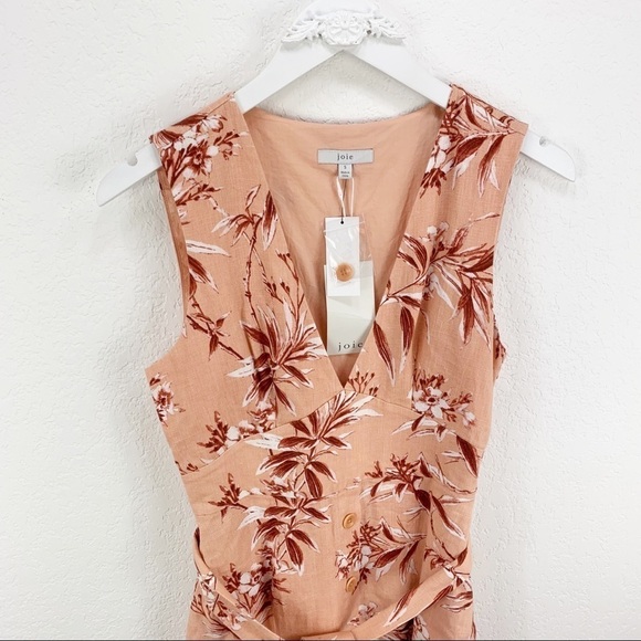 NEW NWT Joie Ethelda Dress Pink Floral Linen Midi Button Size Small S - Picture 3 of 9